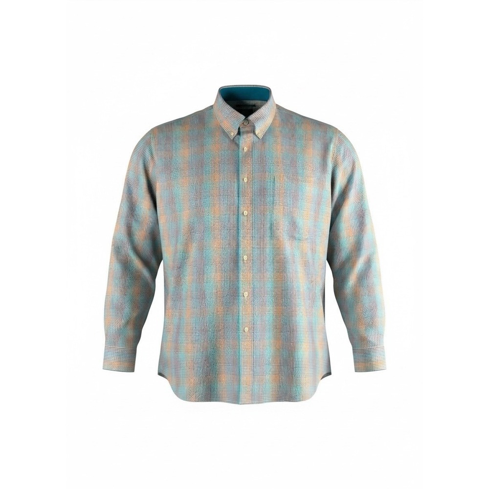 PAUL FREDRICK Mens 18x33 Dress Shirt Classic Fit Non Iron Cotton Plaid